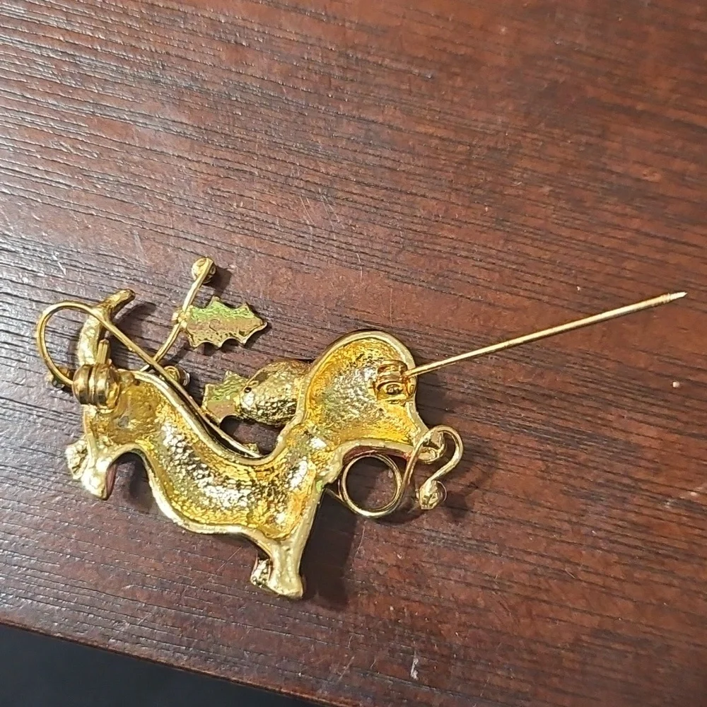 Dachshund Christmas Enameled Brooch